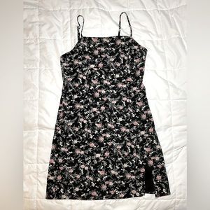 Black Floral Print Mini Dress